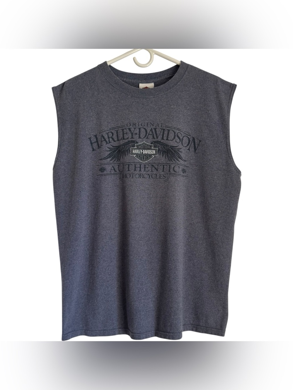 Vintage Harley-Davidson Men’s XL Blue-Grey Heathered Muscle Tank Cincinnati Ohio